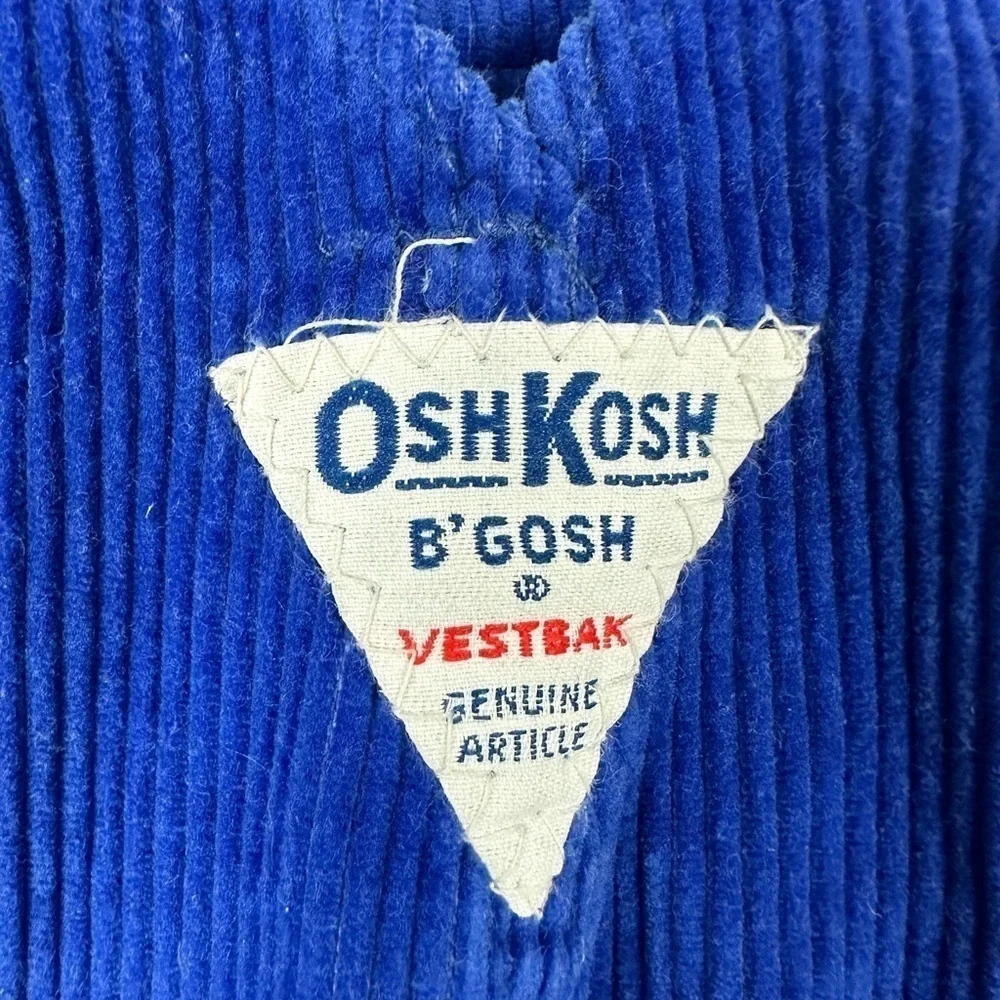 Vintage OshKosh B’gosh Vestbak Blue Corduroy Overalls 3-6 M